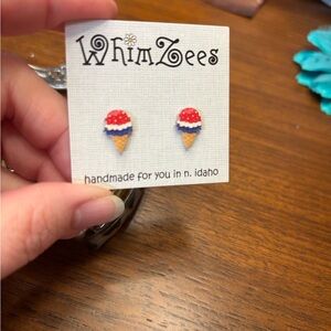 New Ice Cream Cone Earrings - Red and Blue summer beach vibes